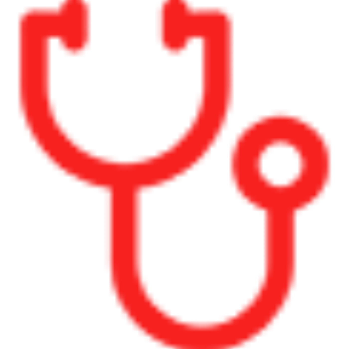 Red stethoscope icon on a black background